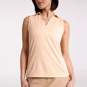 NWT Walter Hagen Clubhouse Scallop Sleeveless Polo Shirt Women’s XS Peach Fuzz